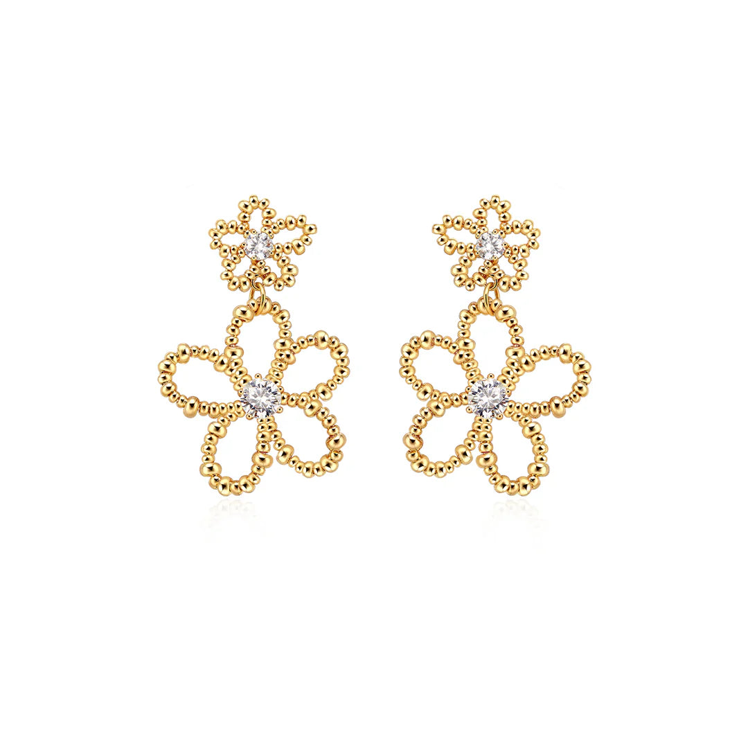 DIAMANTE FLOWER EARRINGS
